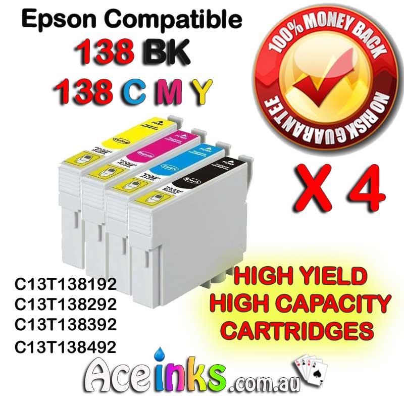 4 Pack Combo Compatible EPSON 138 BK C / M / Y